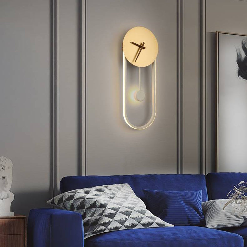 Arisha Nordic Clock Wall Lamp, Gold & Black - Lamp Copper