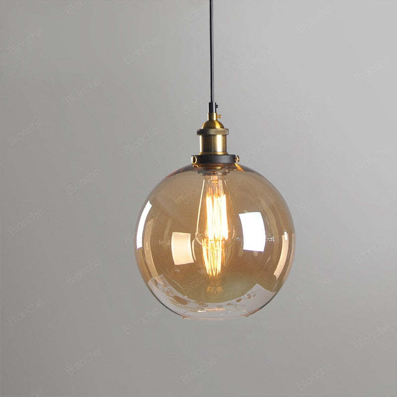 June Industrial Glass Pendant Light Clear/Amber/Smoke Grey - Lamp Copper