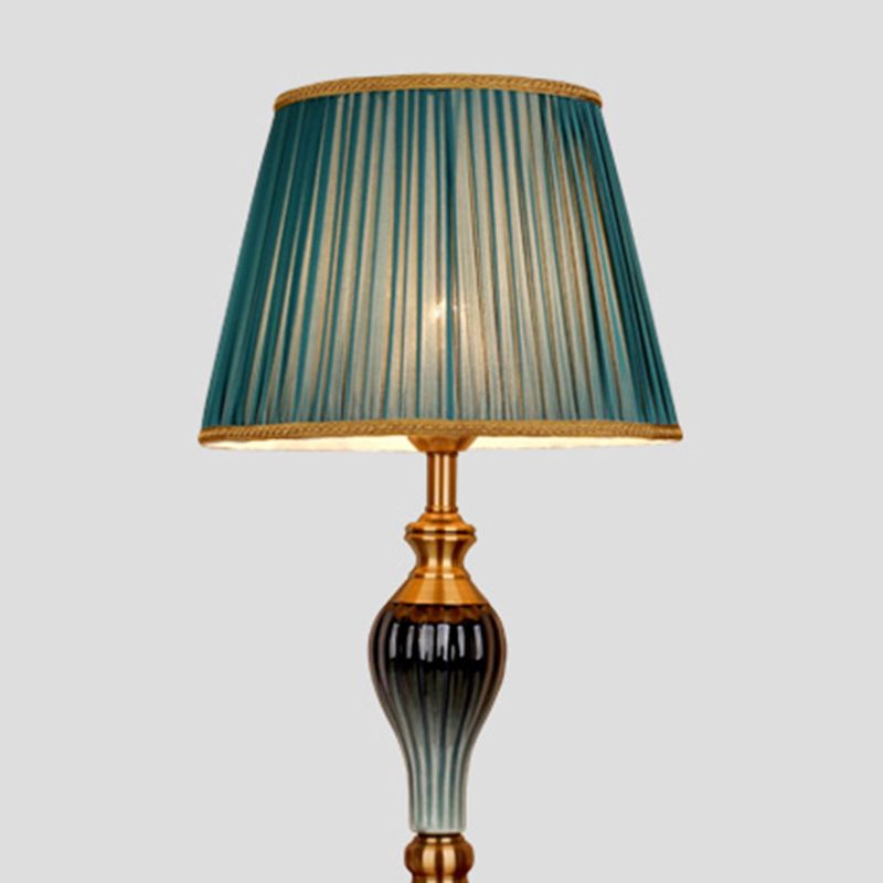 Eryn Antique Floor Lamp, Multi Colors, Metal/Fabric, Bedroom - Lamp Copper