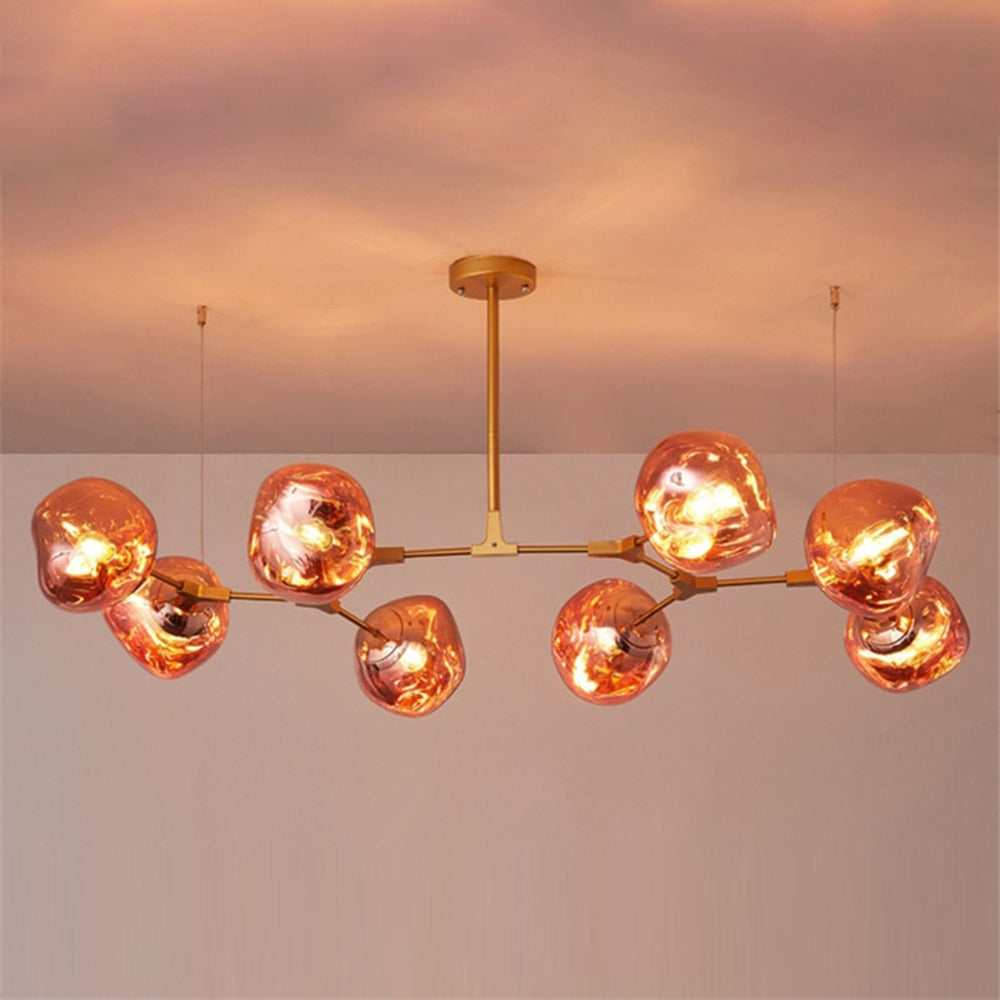 Arisha Modern Globe Lava 3 Pendant Light Fixture - Lamp Copper