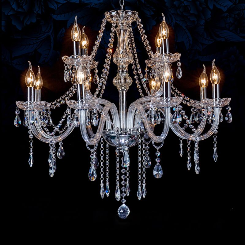 Silva Luxury Candlestick Clear Crystal Chandelier - Lamp Copper