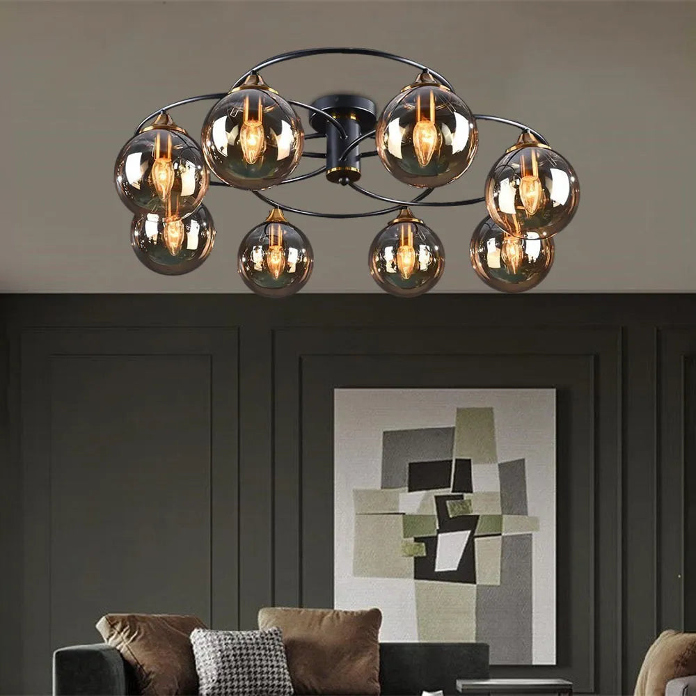 Valentina Nordic Bubble Glass Ceiling Light, Gray/Amber - Lamp Copper
