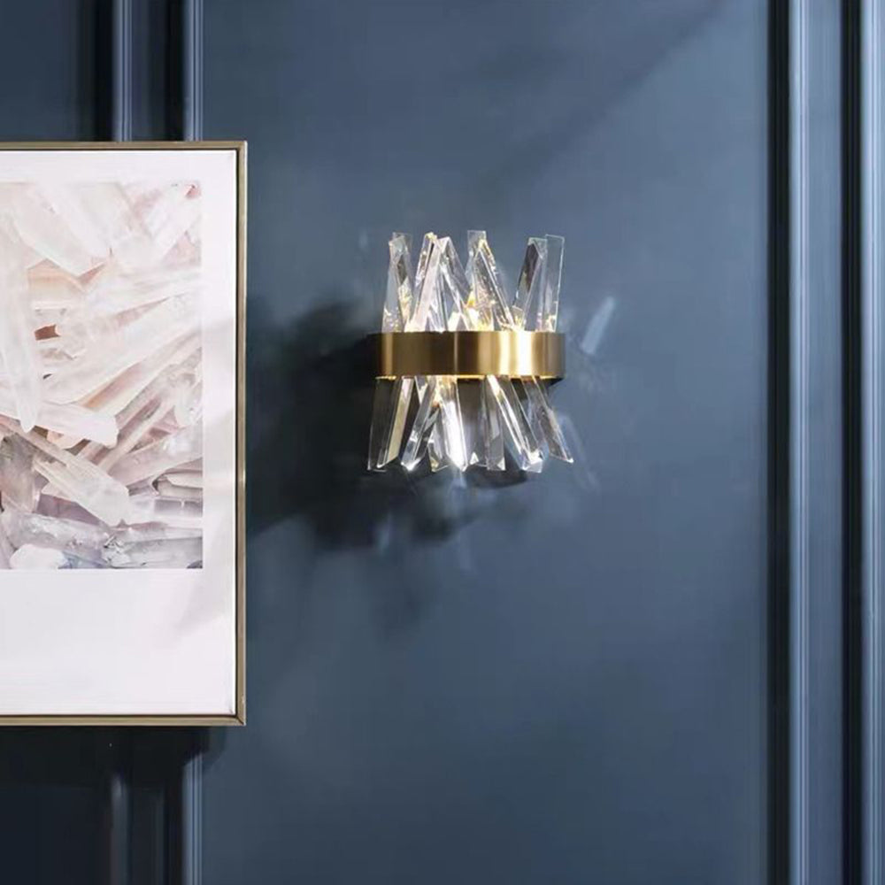Kristy Decorative Geometric Crystal/Metal Wall Lamp, Gold - Lamp Copper