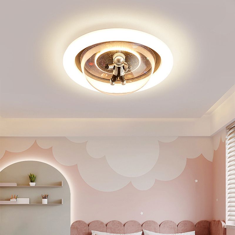 Aria Cosmic Astronaut & Galaxy Motif Flush Mount Ceiling Light - Lamp Copper