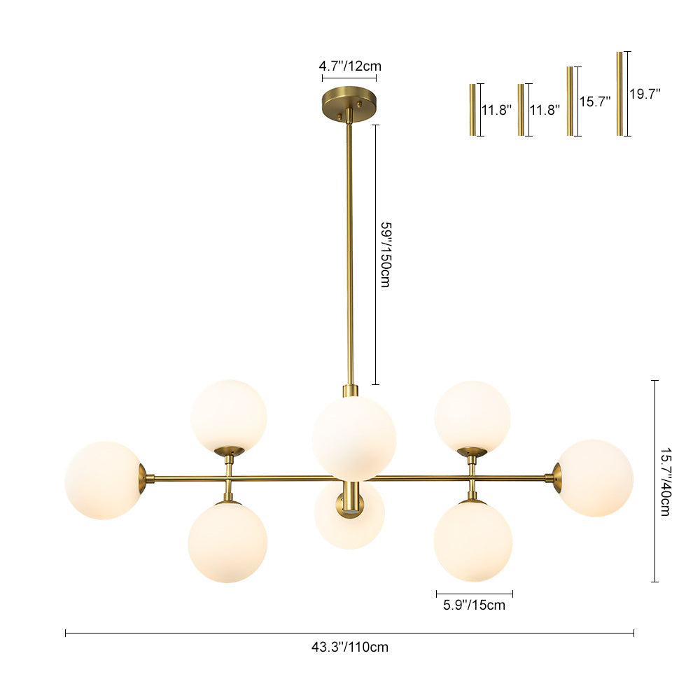 Glorioso Linear Glass Chandelier - Lamp Copper