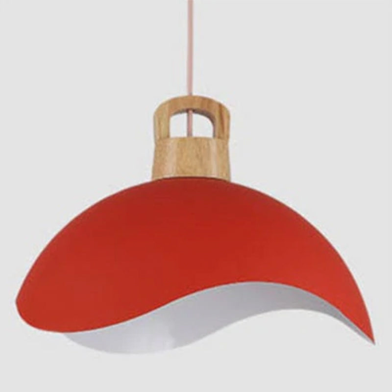 Valentina Colorful Shade Single Pendant Lights, Wood & Metal - Lamp Copper