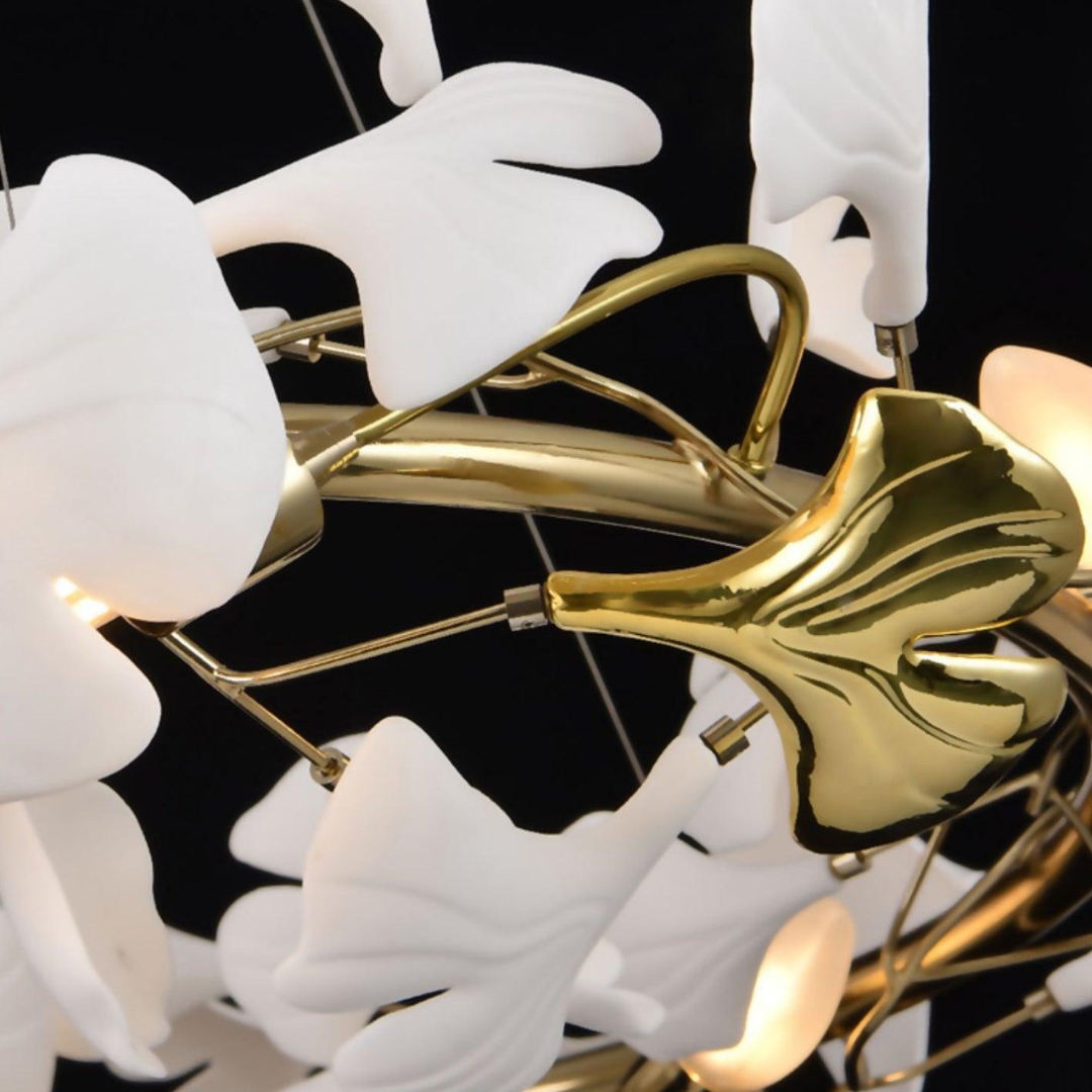 Olivia Modern Gold Staircase Chandelier, Metal & Ceramic - Lamp Copper