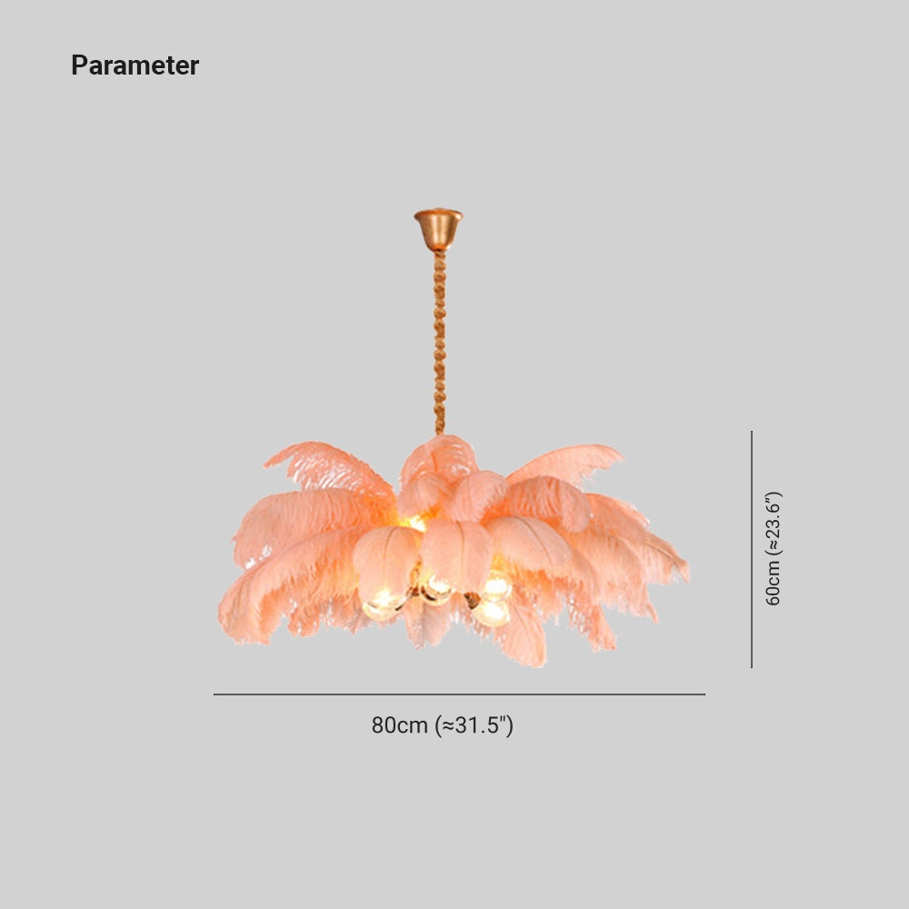 O'Moore Nordic Luxury Pendant Light, Brass/Feather - Lamp Copper