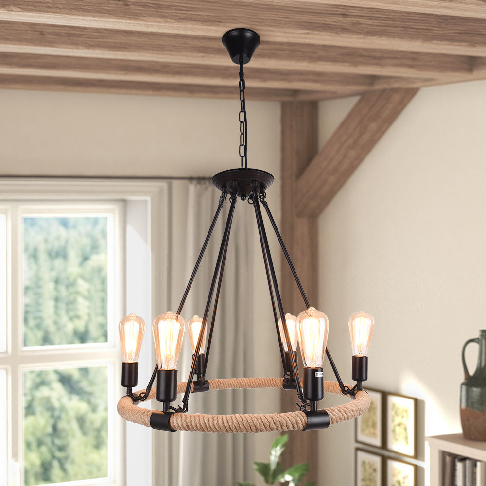 Vintage Metal Rope Chandelier - Lamp Copper