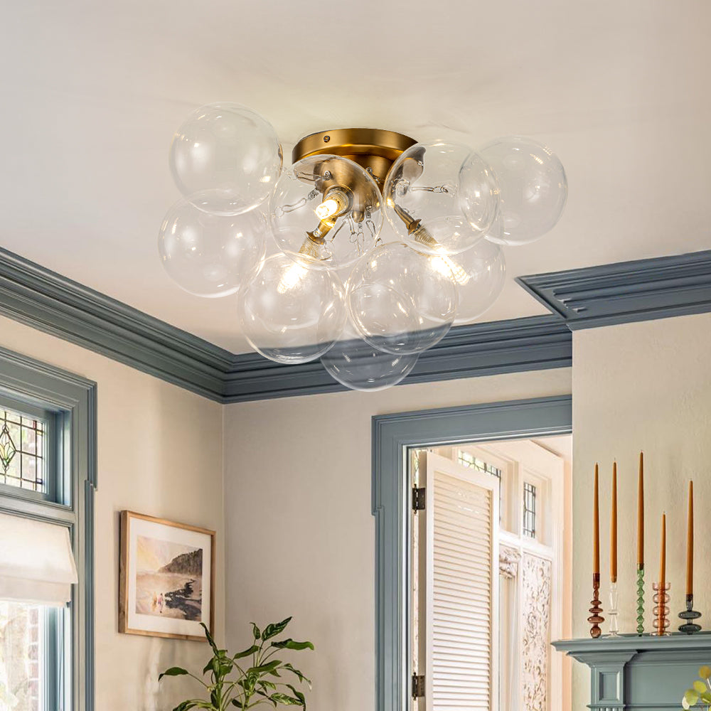 Lumira Globe Bubble Brass Glass Ceiling Light - Lamp Copper