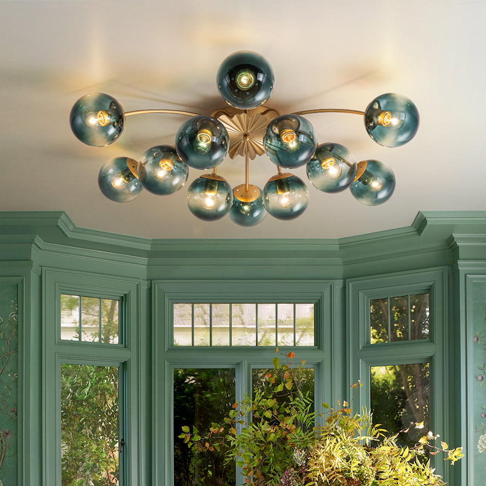 Astria Modern Glass Semi Flush Chandelier - Lamp Copper