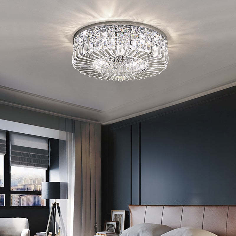 Kristy Luxury Flush Mount Metal/Crystal Ceiling Light - Lamp Copper