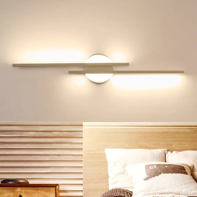 Elgo Modern Nordic Disc/Linear Metal LED Wall Lamp, Black/White - Lamp Copper