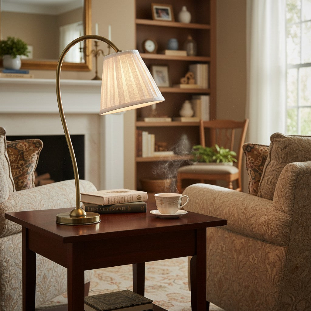 Grace Brass Linen Shade Table Lamp