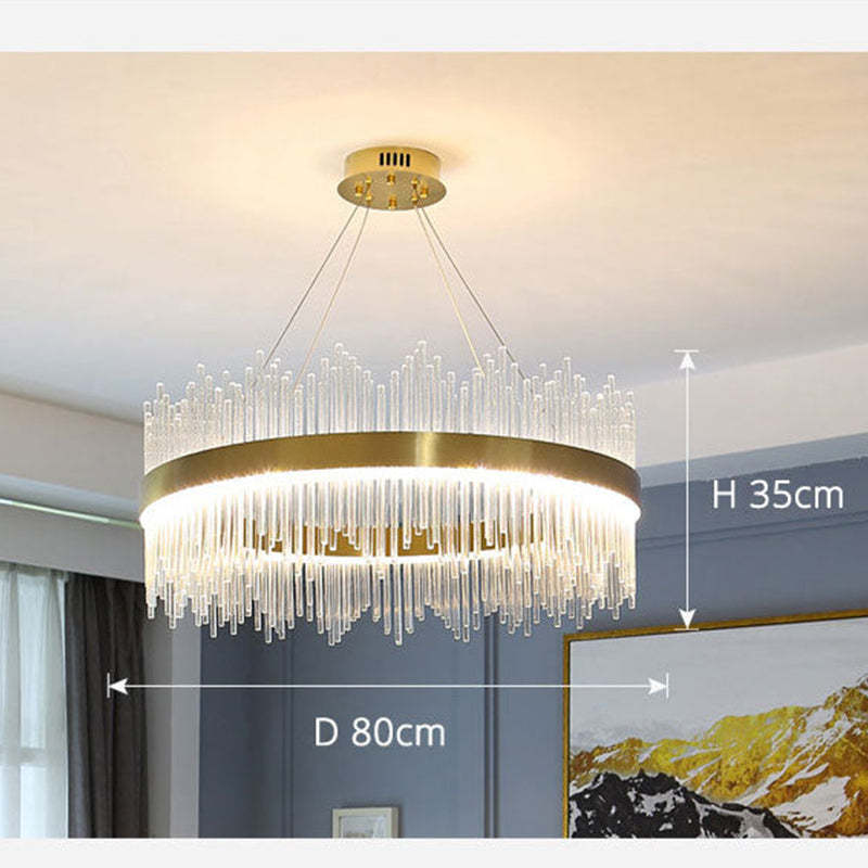 Kristy Modern Round/Rectangular Chain Chandelier, Gold - Lamp Copper