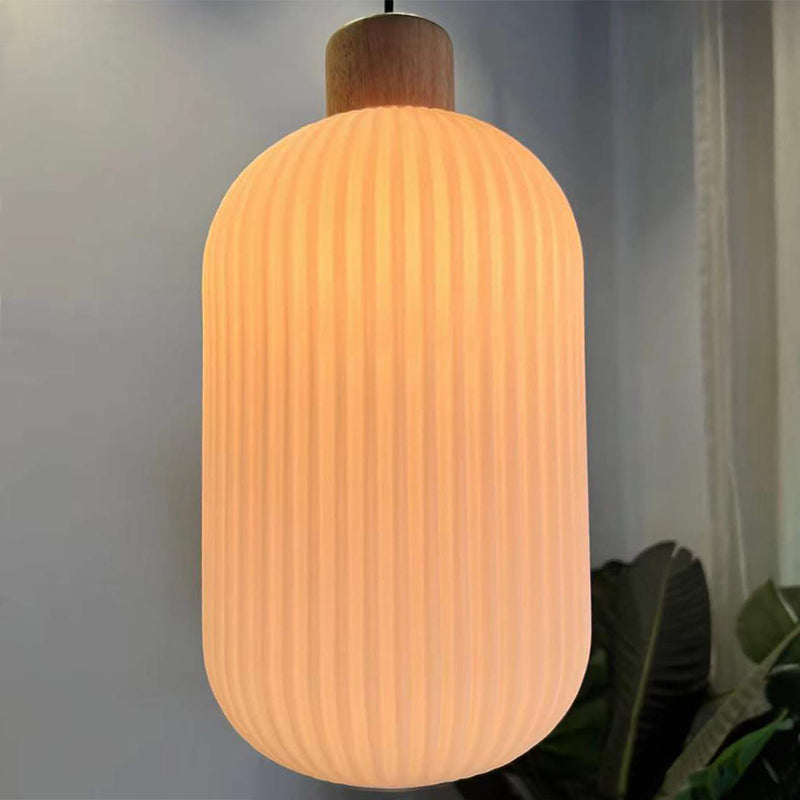Muto Modern Wood/Glass Pendant Light, White - Lamp Copper
