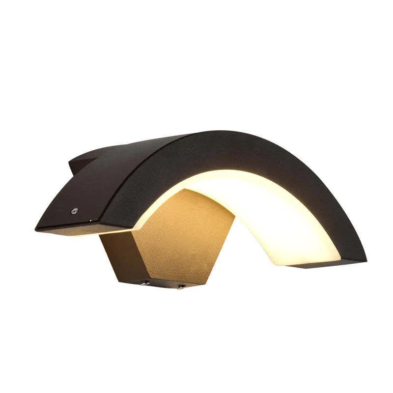 Elvon Nordic Arc Waterproof LED Outdoor Wall Lamp, Black - Lamp Copper