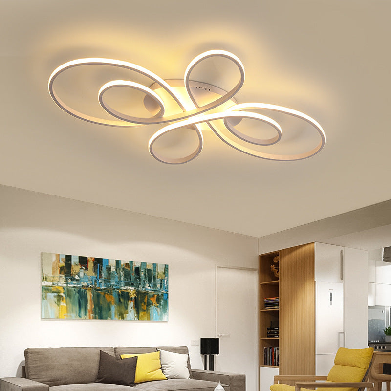Brisa Modern LED Multi Rings Flush Mount Ceiling Light, Brown/White - Lamp Copper