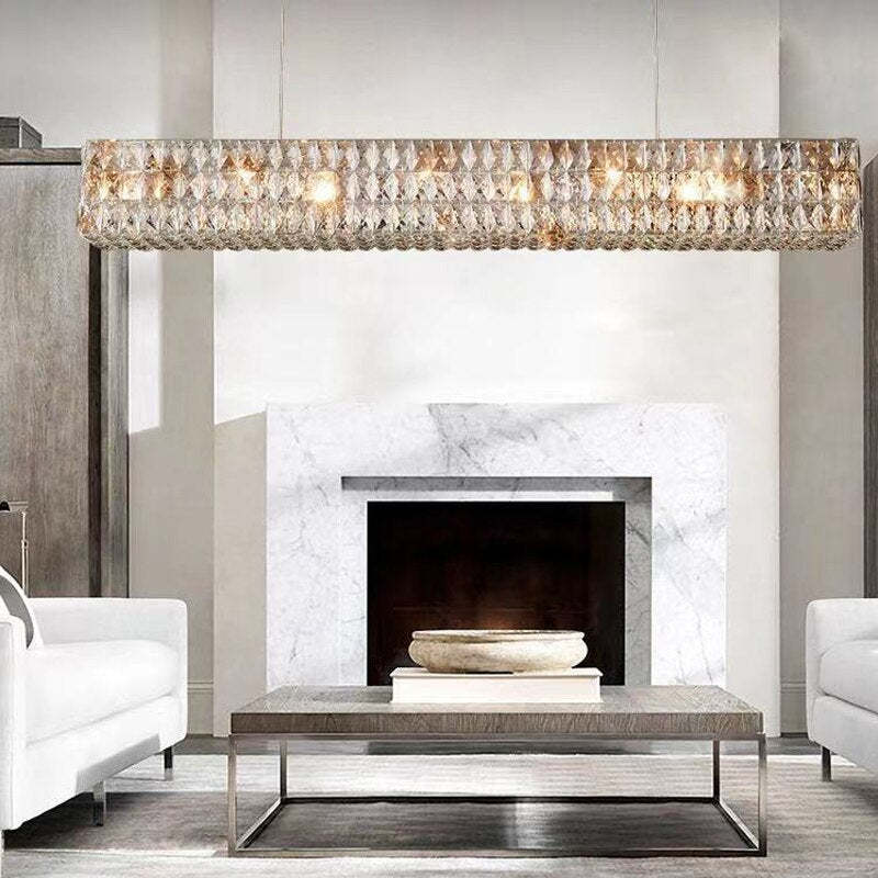 Kristy Rectangular Luxury Crystal Chandelier, 2 Colour - Lamp Copper