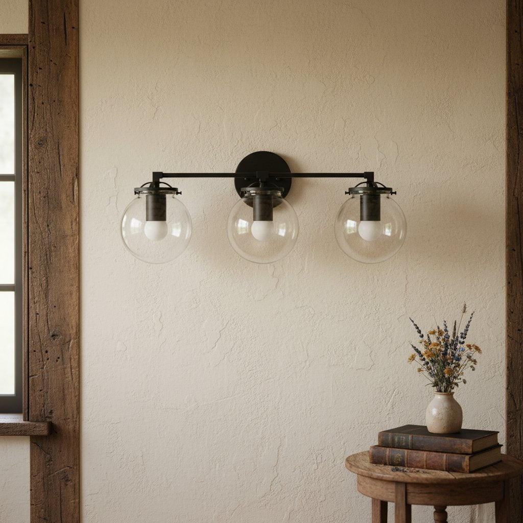 Pearl Clear Glass 3-Light Wall Sconce For Bathroom