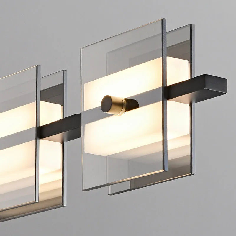 Arisha Modern Nordic Linear Copper/Glass Pendant Light, Brass/Black - Lamp Copper
