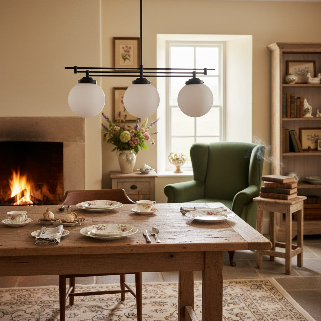 Pearl Brass Globe Pendant Light Living Room