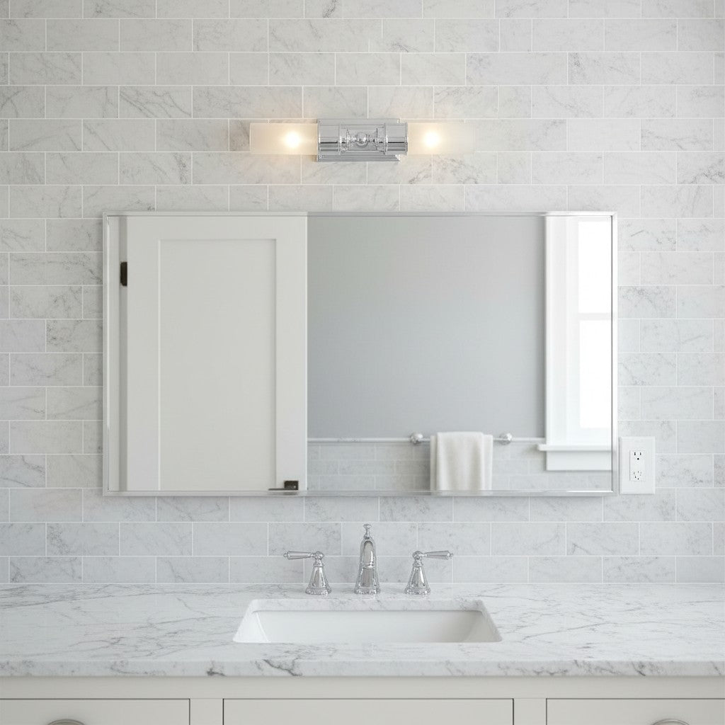 Elite Double Glass Contemporary Tube Wall Sconce Bathroom