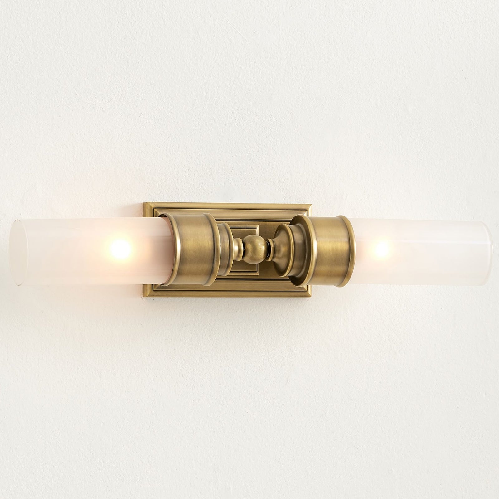 Elite Double Glass Contemporary Tube Wall Sconce Bathroom