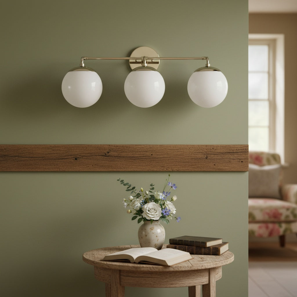 Pearl 2/3-Light Wall Sconce Milk Glass Hallway