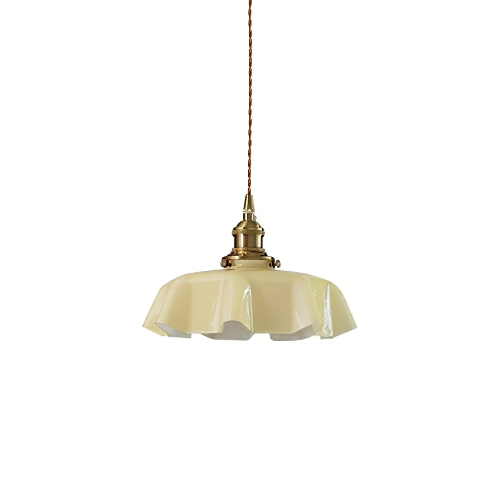 Civen Farmhouse Ruffled Pendant Light - Lamp Copper