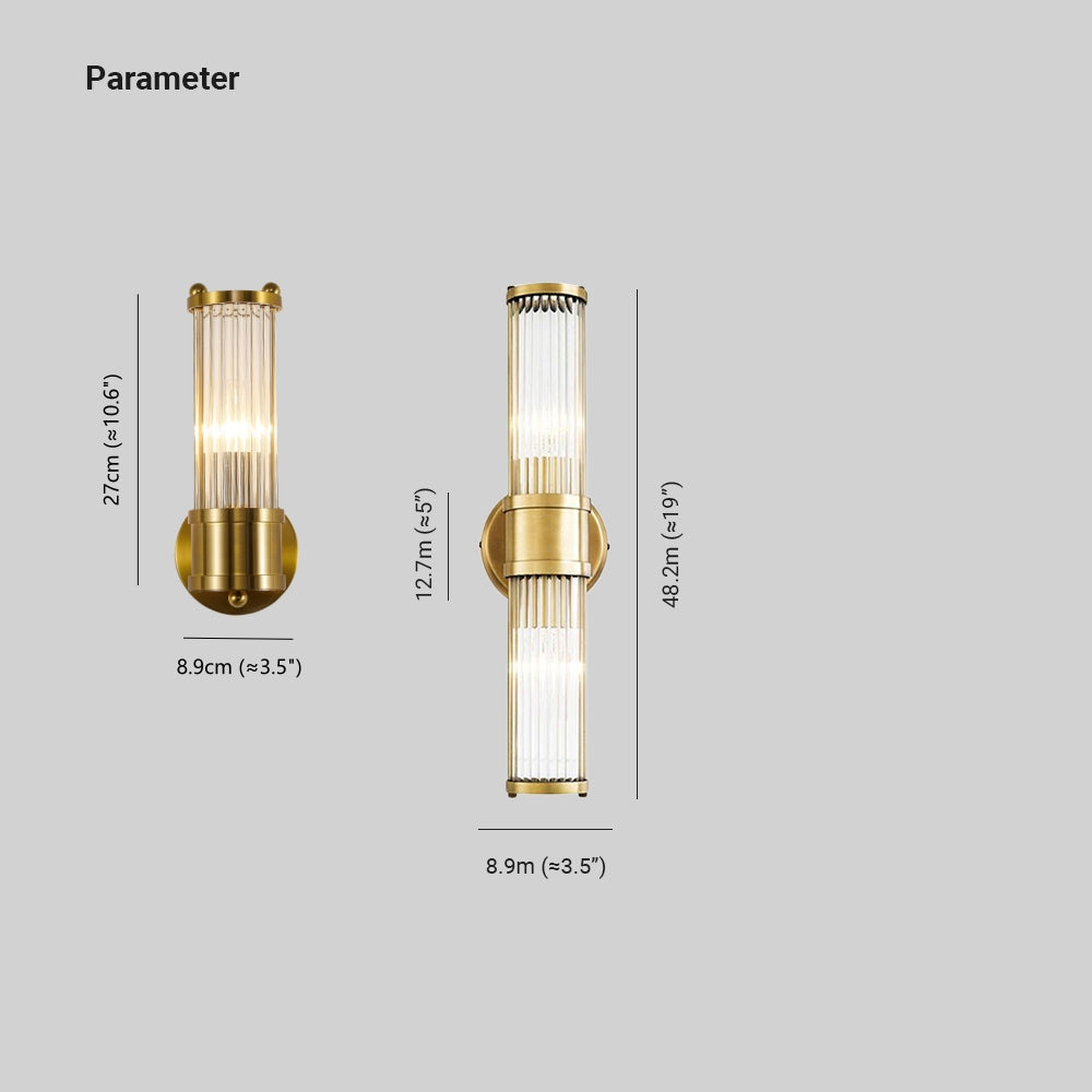 Kristy American Cylindrical Elegant Gold Glass/Metal Vanity Wall Lamp - Lamp Copper