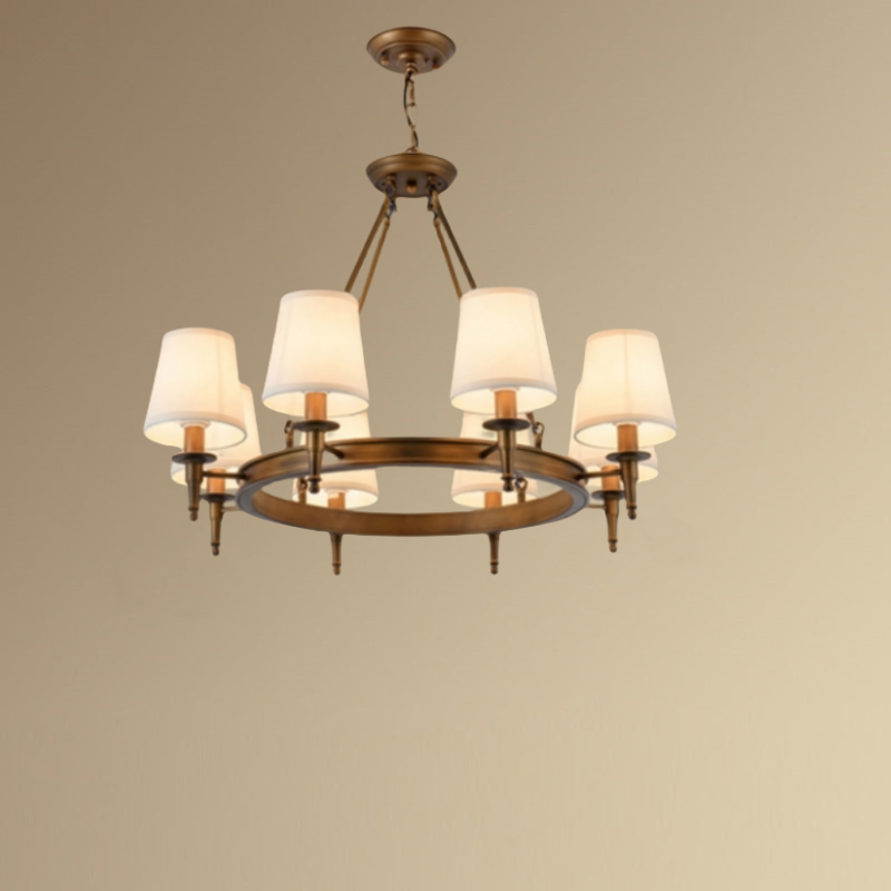 Silva vintage Ring Metal/Fabric Chandelier, Black/Copper - Lamp Copper