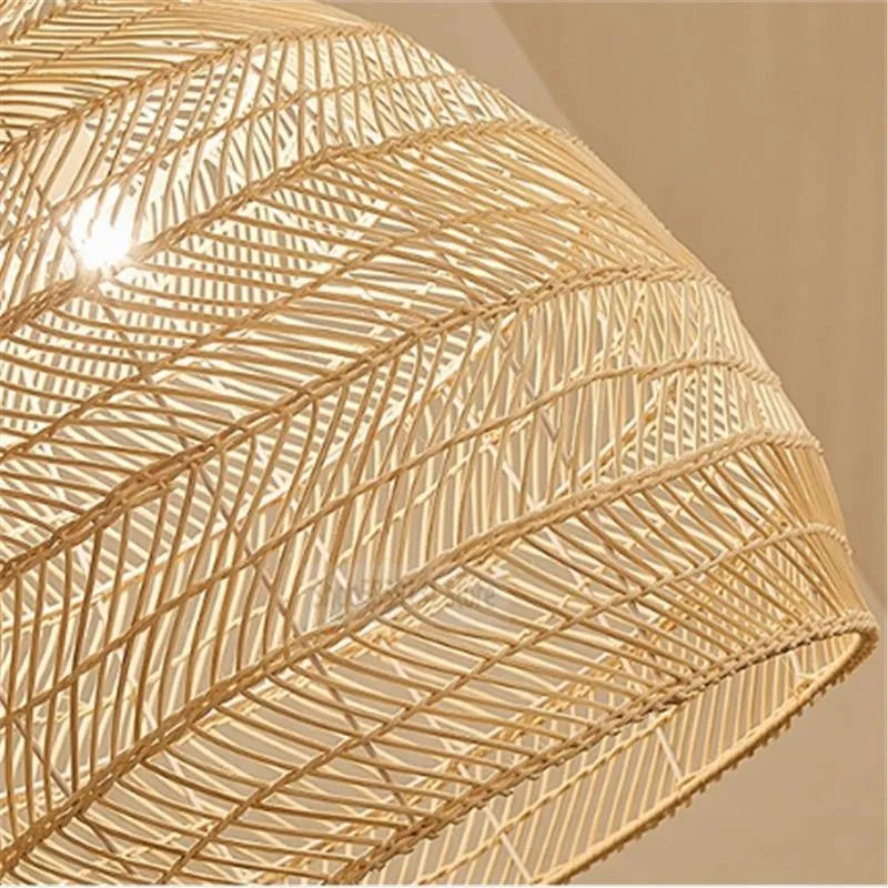 Lian Rattan Bamboo Lampshade Hand Knitted Pendant Light - Lamp Copper