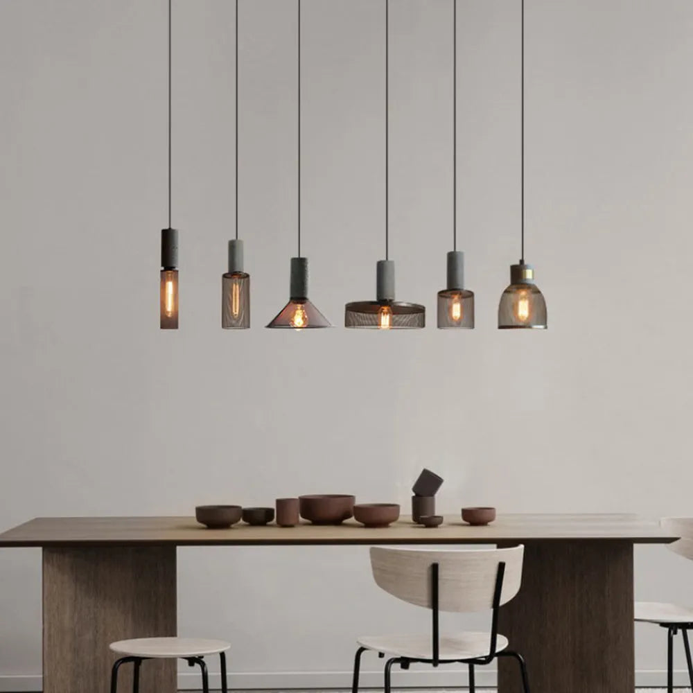 Xenith Industrial Cylindrical Pendant Light, Cement/Metal - Lamp Copper
