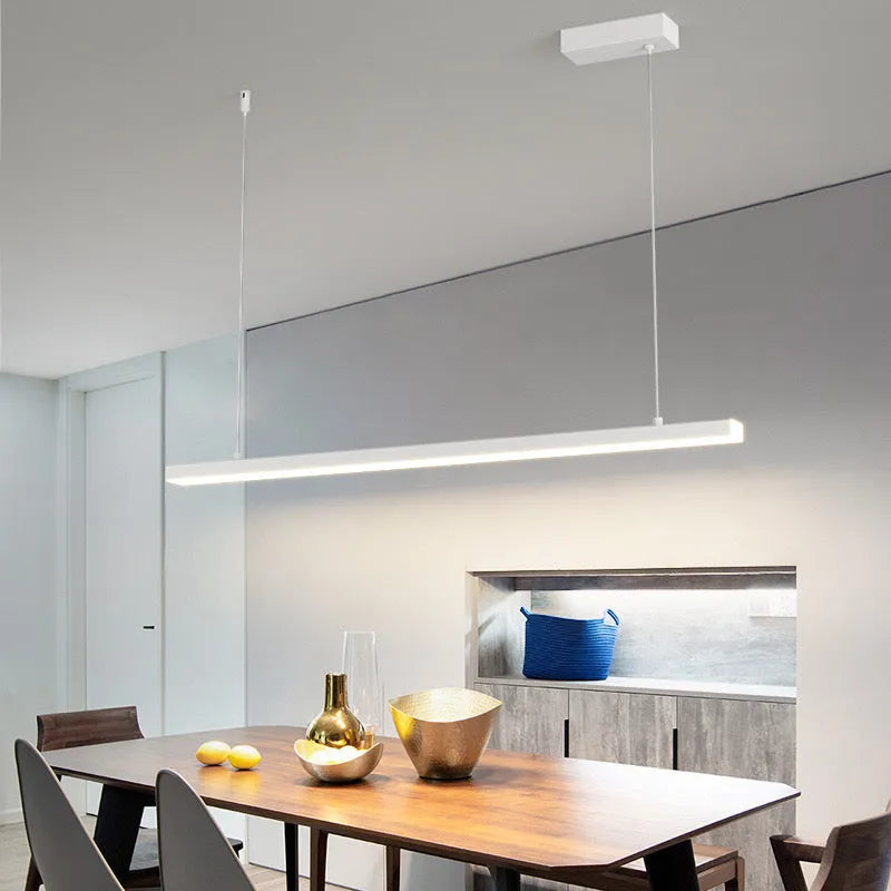 Arisha Minimalist Linear Metal Pendant Light, White/Black - Lamp Copper