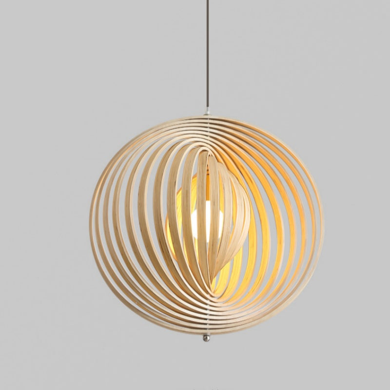 Muto Japanese LED Pendant Light Black/Gold Wood Bedroom/Bar - Lamp Copper