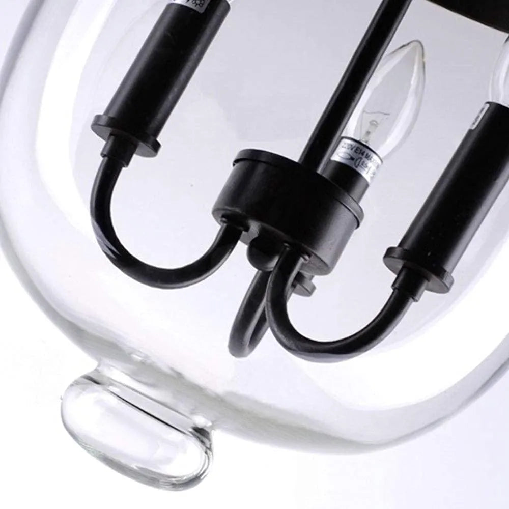 Silva Pendant Light Glass Black Industrial LED Living Room - Lamp Copper