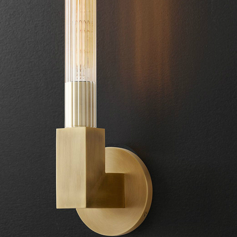 Kristy Indoor Wall Lamp Glass Brass Mid-century Restaurant Bedroom - Lamp Copper