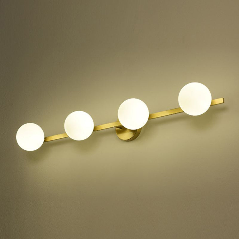 Valentina Retro Globe Linear Metal/Glass Wall Lamp, Gold, Bathroom - Lamp Copper