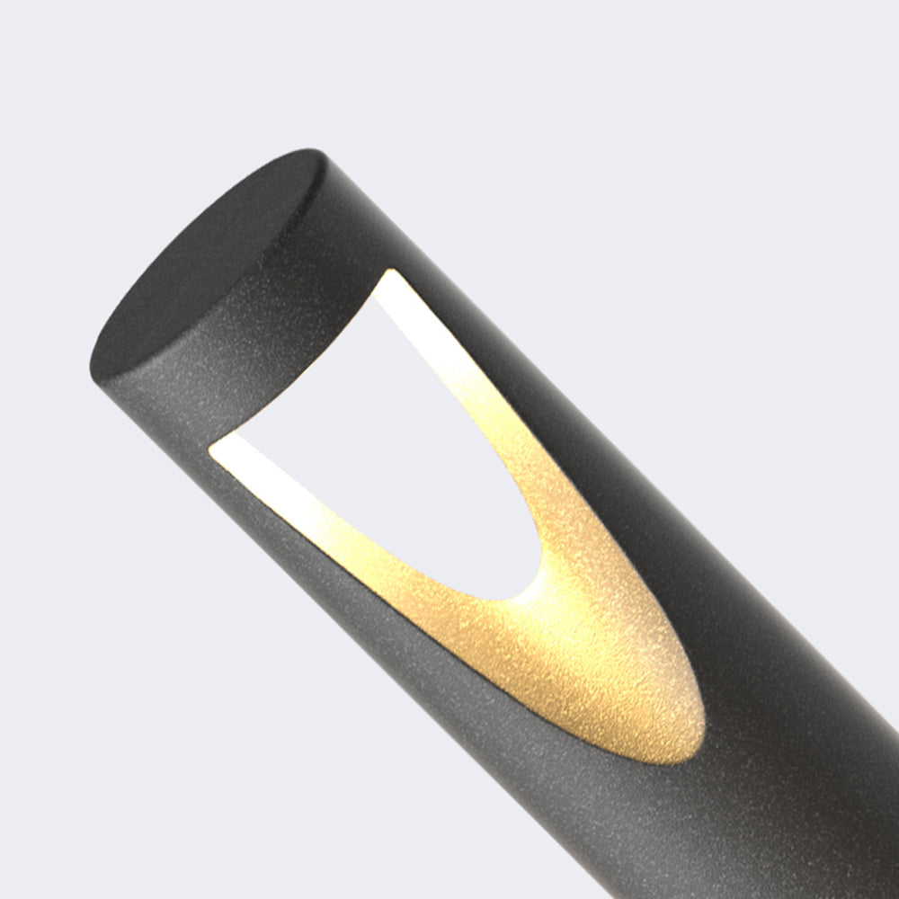 Ray Contemporary Metal Cylindrical Hollow Outdoor Path Light, Black - Lamp Copper