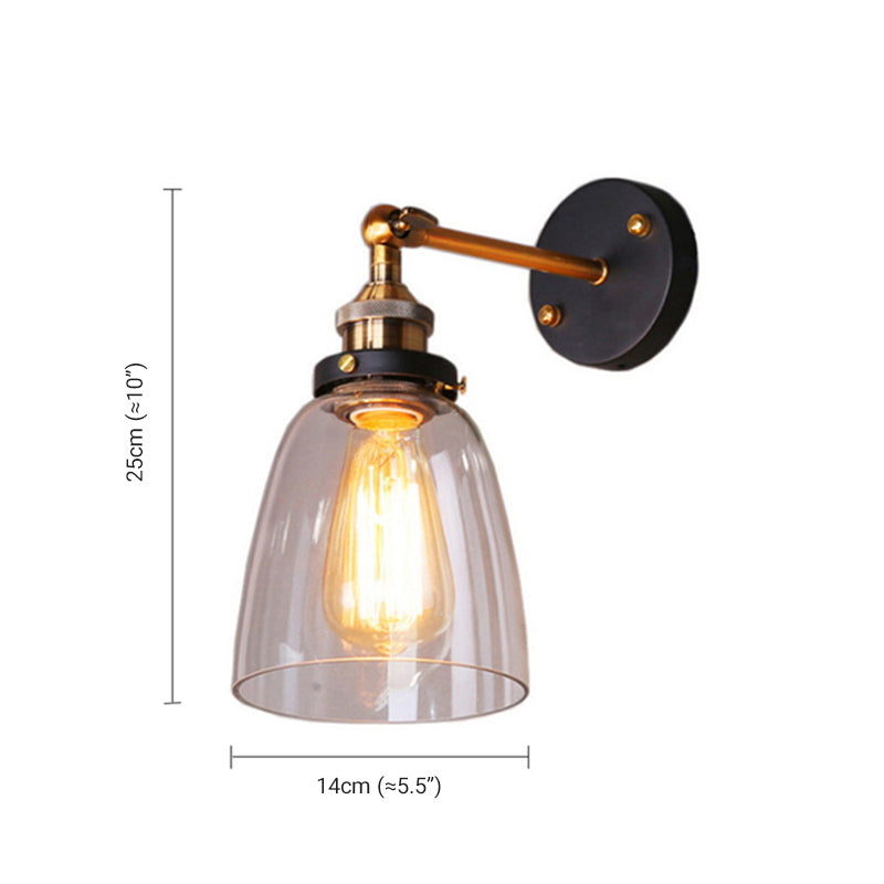 Arisha Retro Vintage Wall Mounted Lamp, Metal & Glass - Lamp Copper