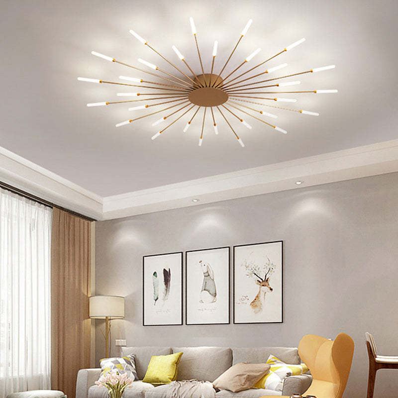 Wesley Flush-Mount Ceiling Light Fireworks, Black/Gold - Lamp Copper