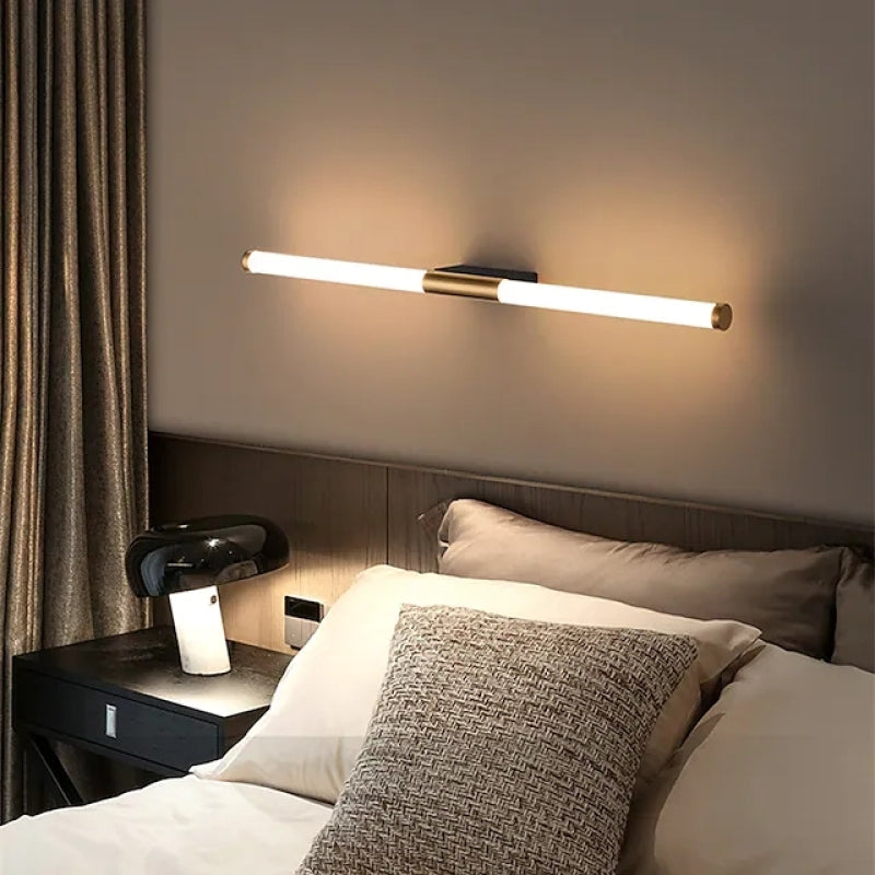 Moren Minimalist Linear Metal Wall Lamp, Gold - Lamp Copper