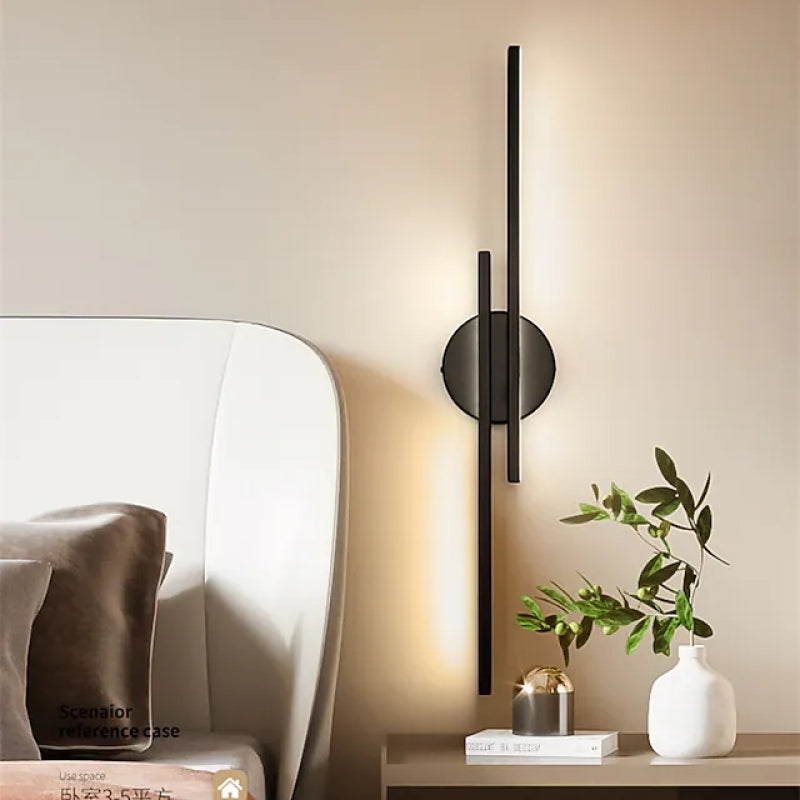 Elgo Modern Nordic Disc/Linear Metal LED Wall Lamp, Black/White - Lamp Copper