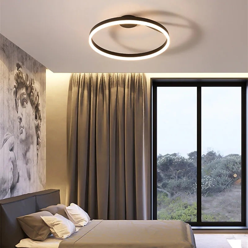 Solen Modern Circle Flush Mount Ceiling Light, Black & White - Lamp Copper
