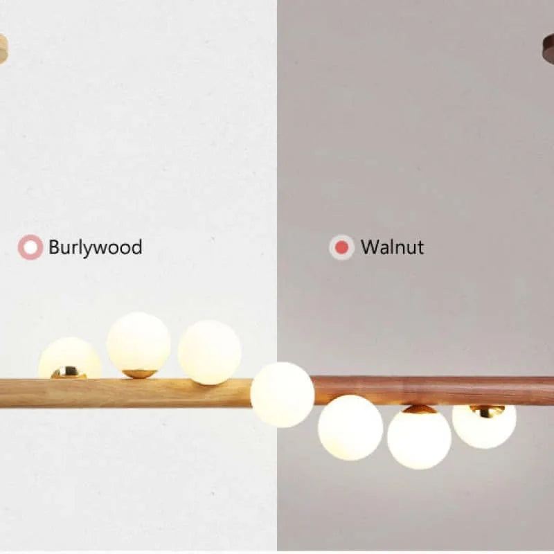 Valentina Glass Bubble Pendant Light Wood/Walnut - Lamp Copper