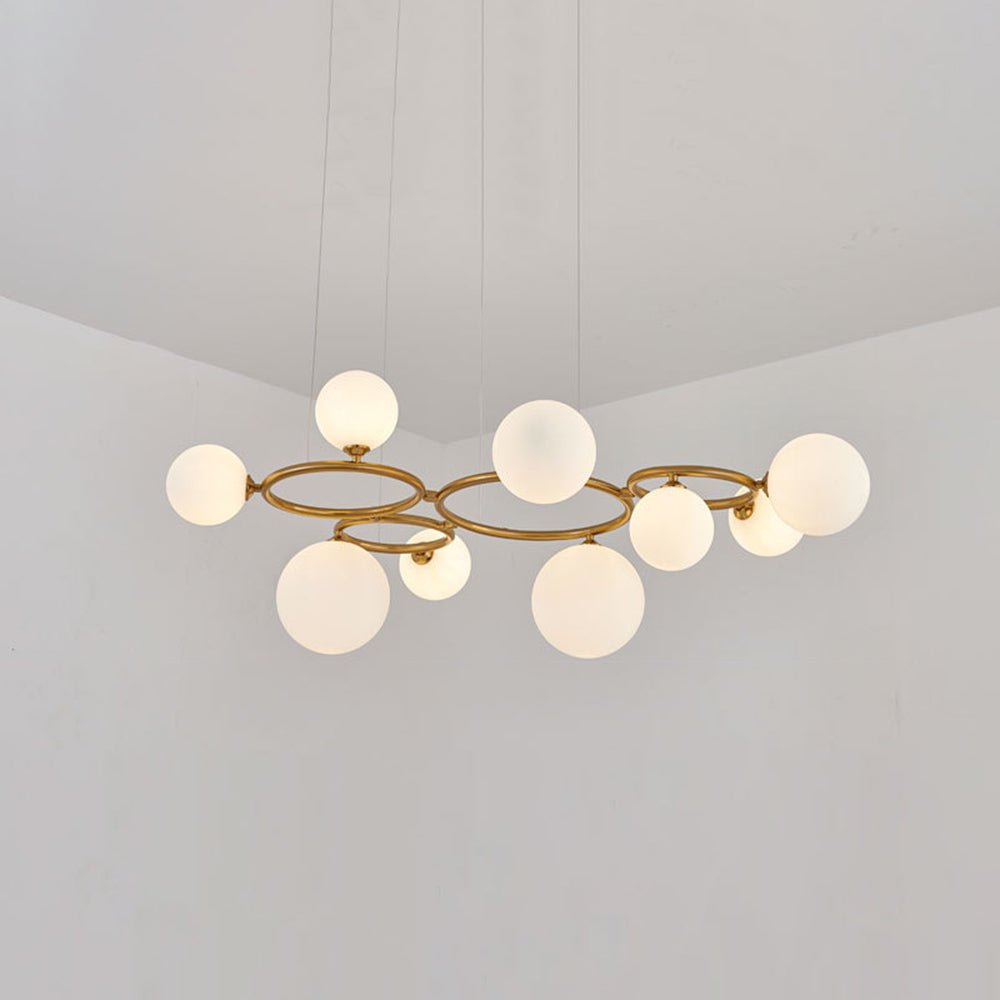 Valentina Modern Designe Wave Metal/Glass Pendant Light, White/Gold - Lamp Copper