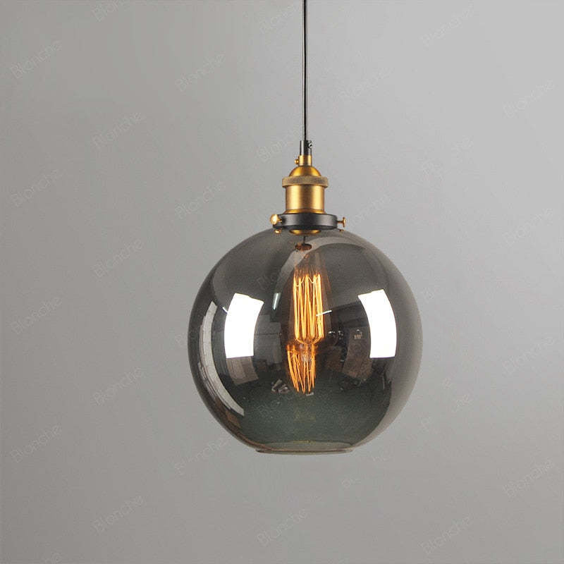 June Industrial Glass Pendant Light Clear/Amber/Smoke Grey - Lamp Copper