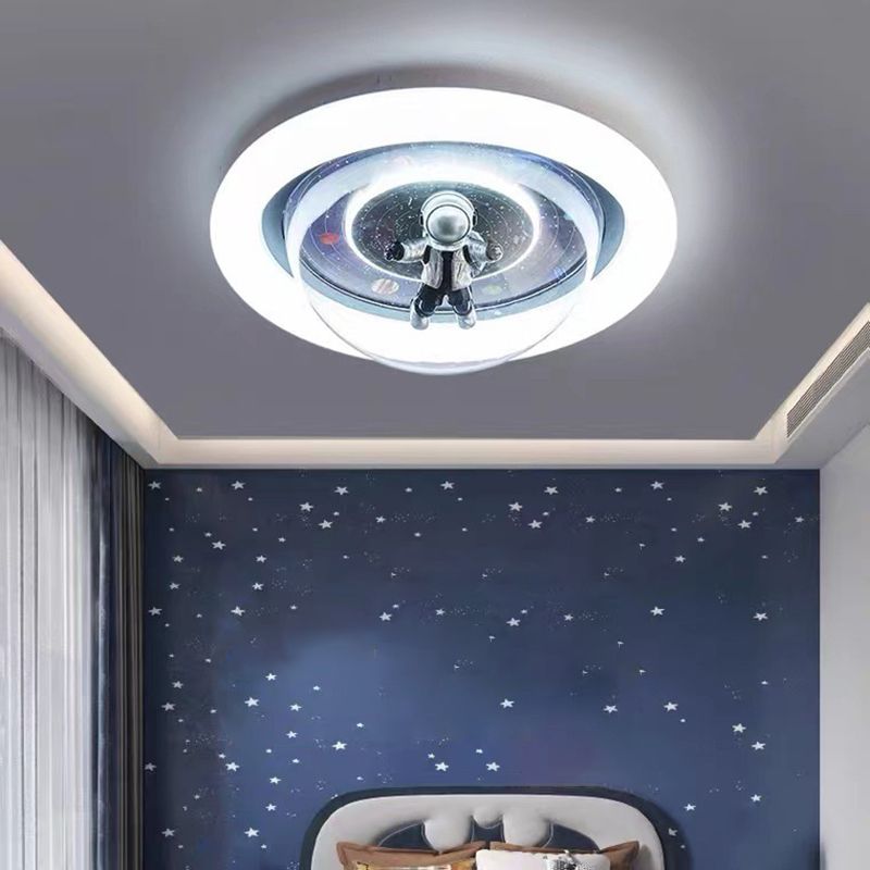 Aria Cosmic Astronaut & Galaxy Motif Flush Mount Ceiling Light - Lamp Copper