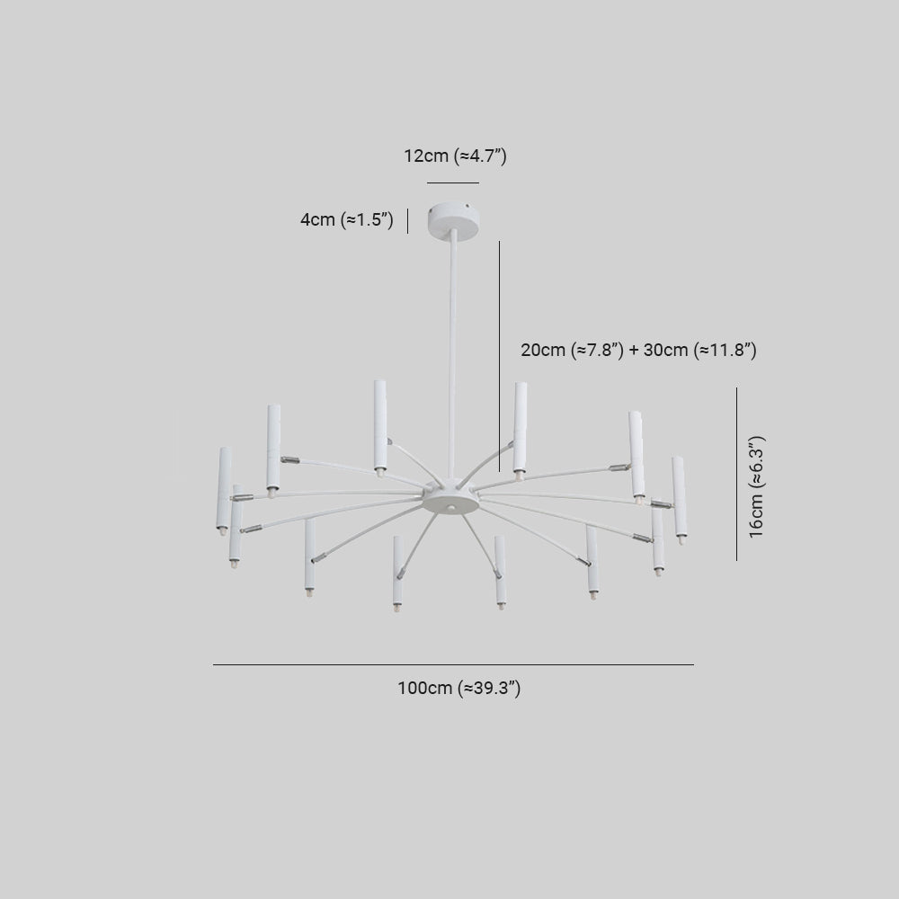 Arisha Modern Blown Linear Metal Multi-heads Chandelier - Lamp Copper